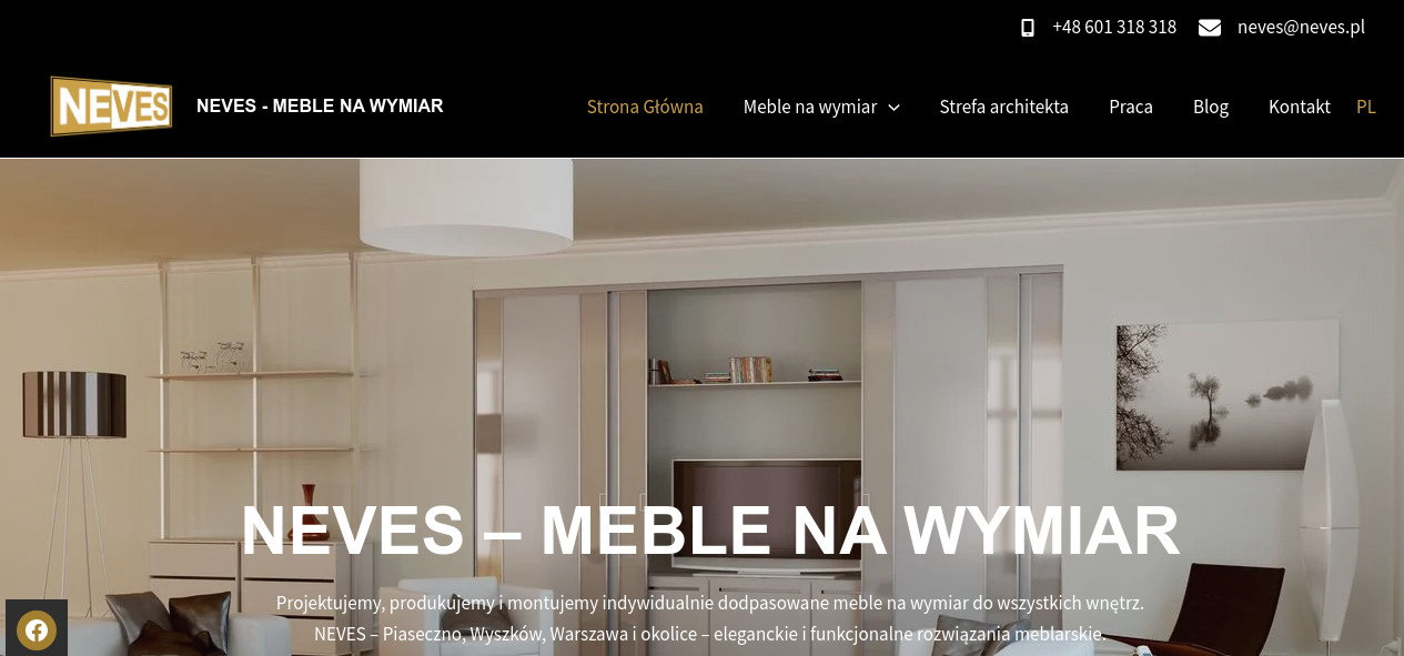 Meble na wymiar Piaseczno – NEVES – Producent mebli – Drzwi przesuwne – Kuchnia na wymiar